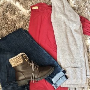 🍁 Red “Wine” Long Sleeve Piko Tunic